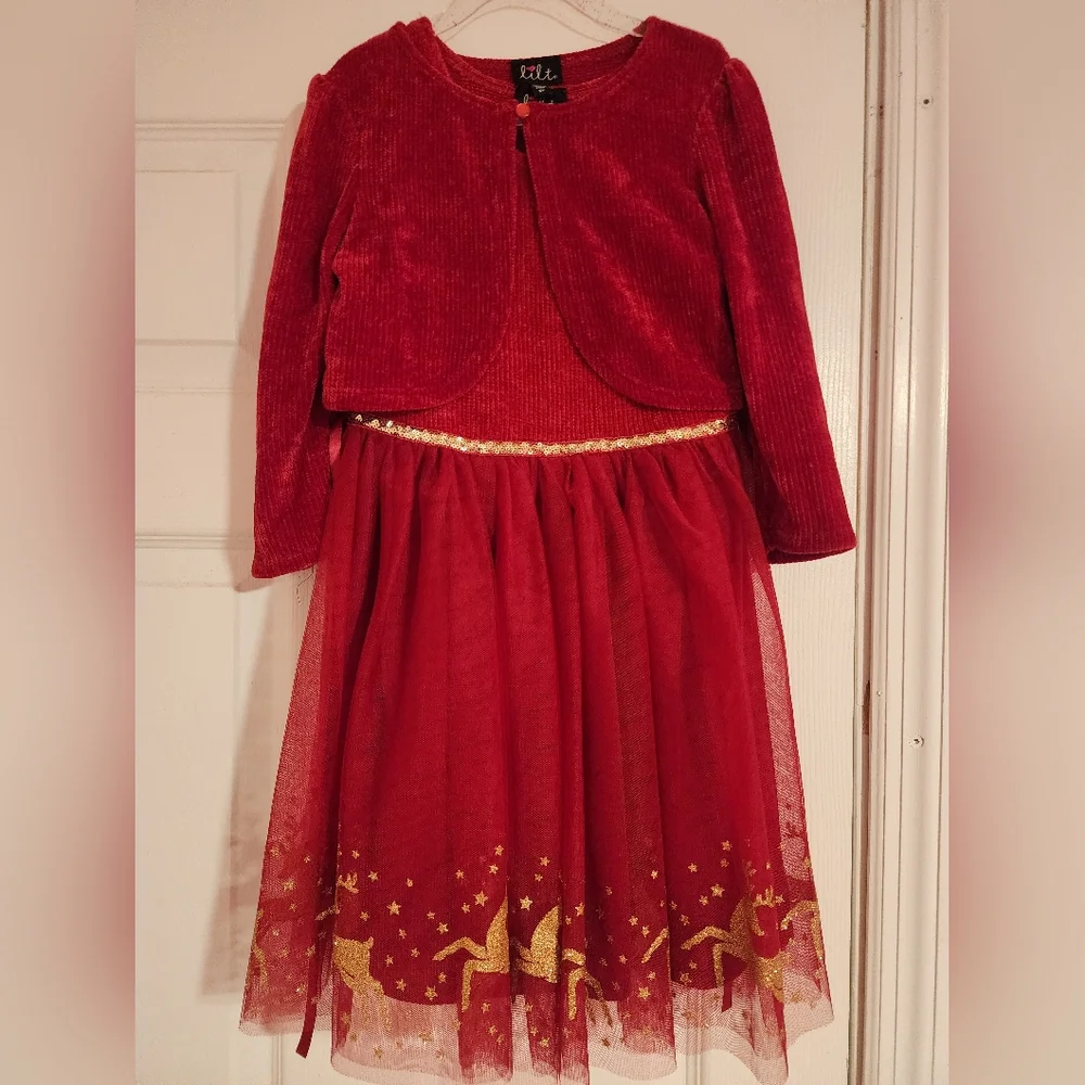 Girls Red Holiday Dress - Picture 1 of 6